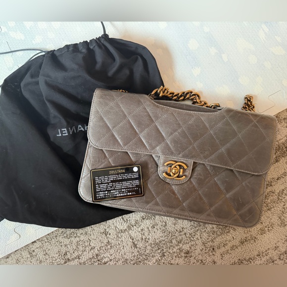 CHANEL Handbags - SOLD!!! Chanel Gray Quilted Leather Shoulder Bag